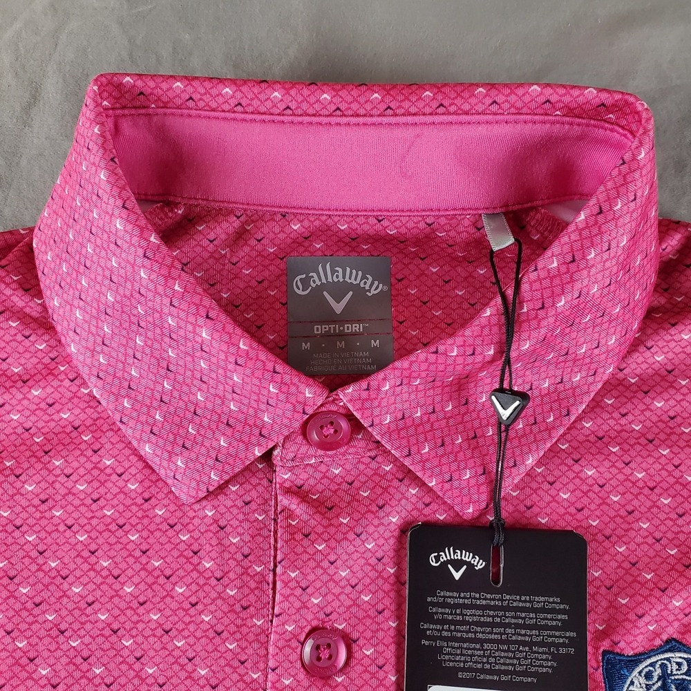 Callaway Shirt Men XL Pink AOP Swing Opti Dri Swing Tech Polo J Wood Pratt Golf - Picture 5 of 16